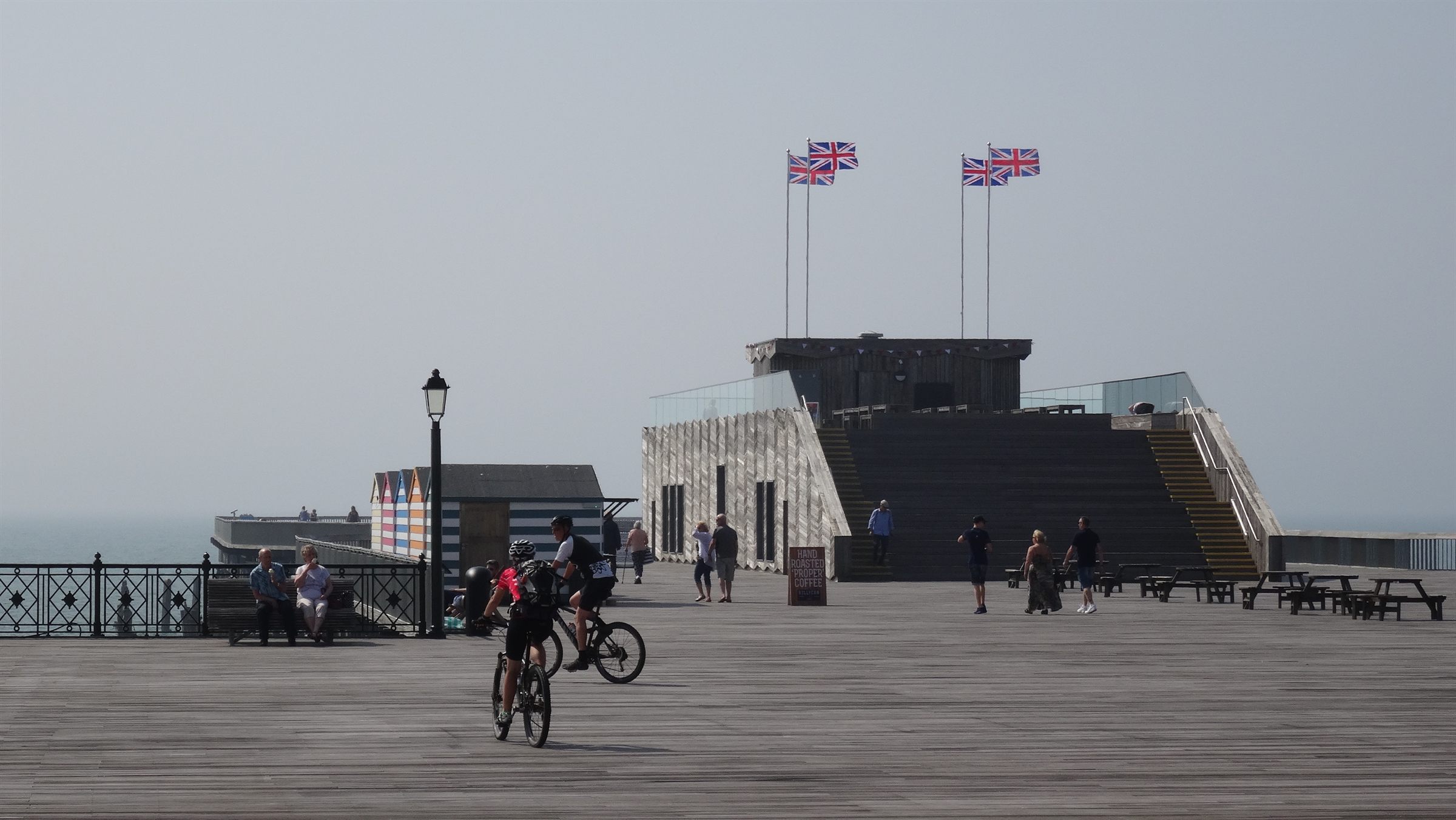 Hastings Pier after its 2017 redevelopment, looking along the deck towards the sea
